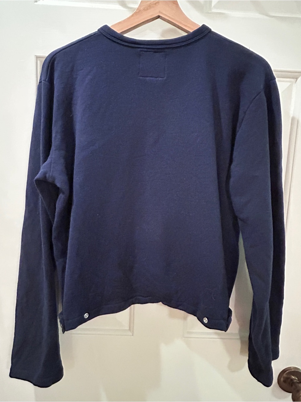 Agnès b. Navy Pearl Snap Button-Front Cotton Cardigan Sweatshirt - Picture 2 of 5